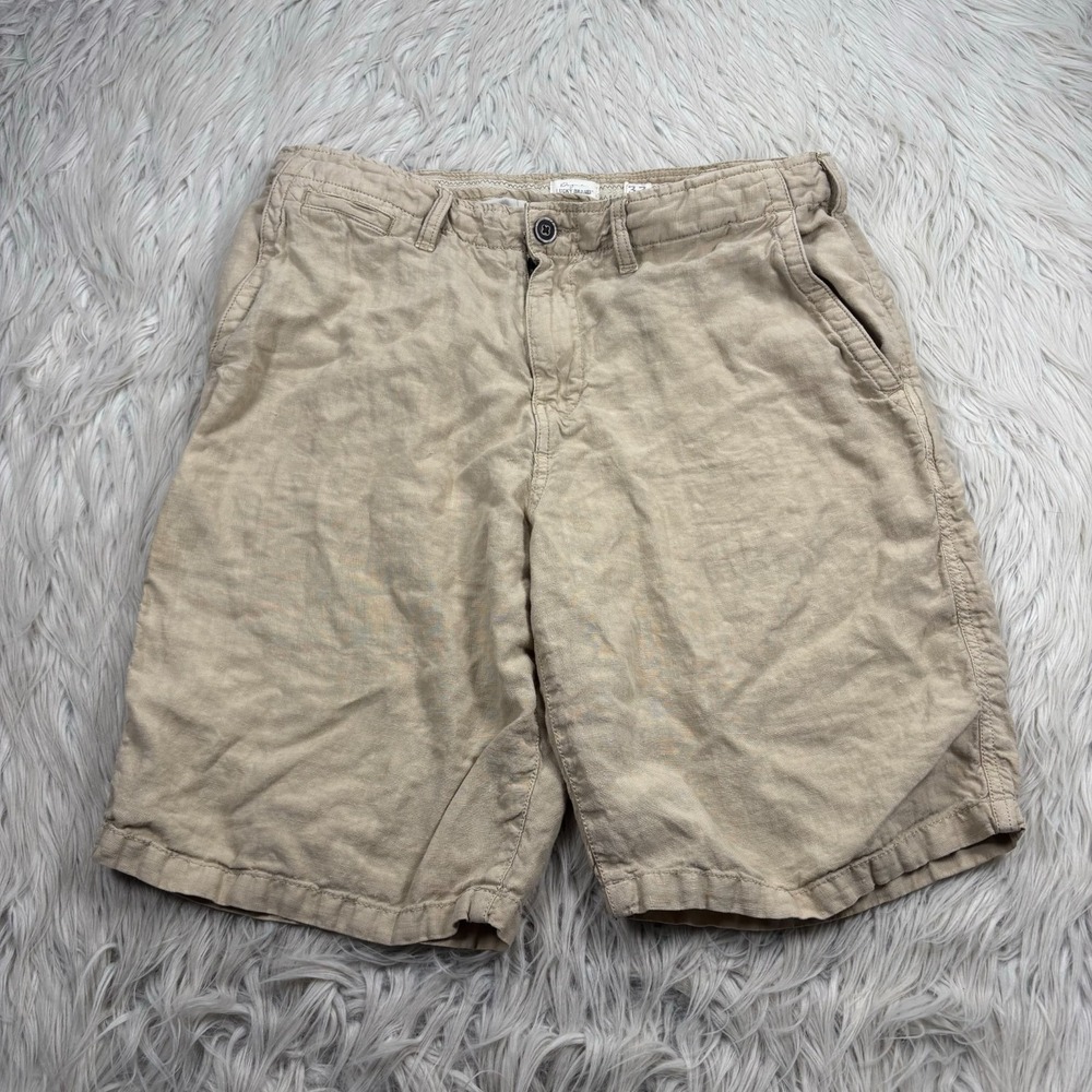 Lucky Brand Women's 33 Beige Linen Chino Shorts Resort Beach Cabana